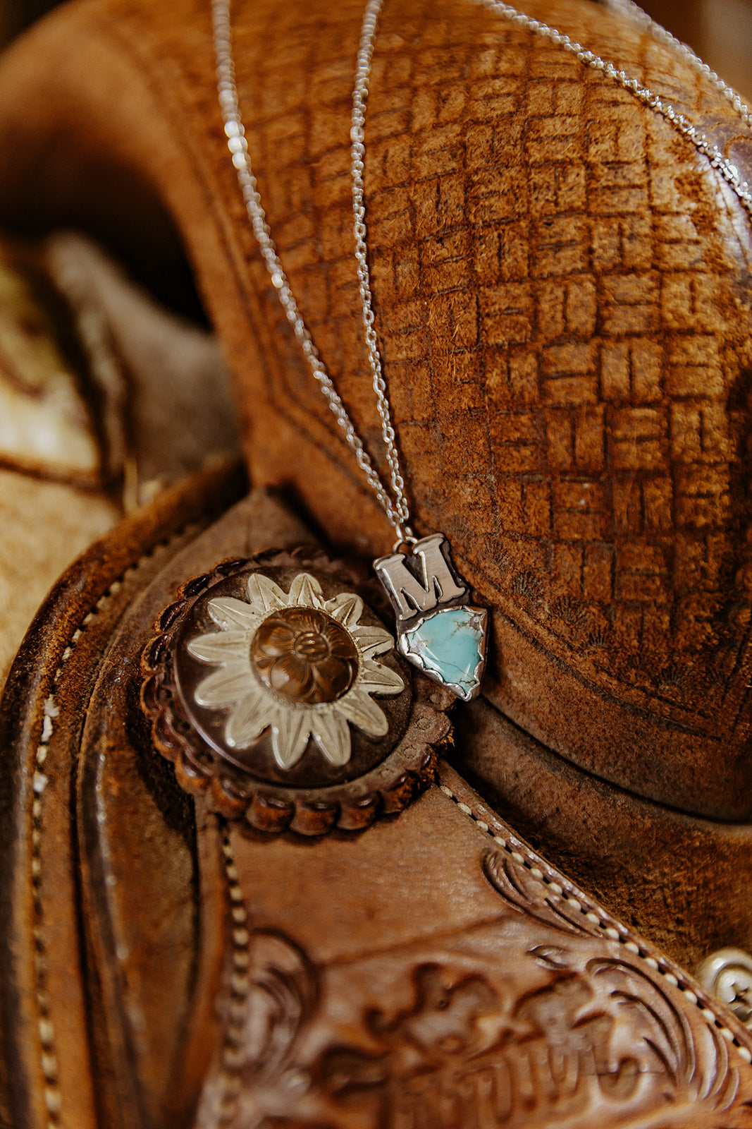 Intial Pendant – Sterling Silver & Turquoise Necklace