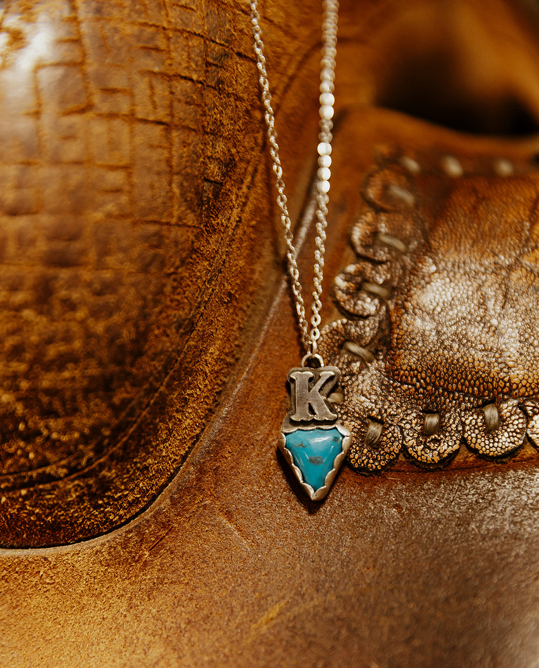 Intial Pendant – Sterling Silver & Turquoise Necklace