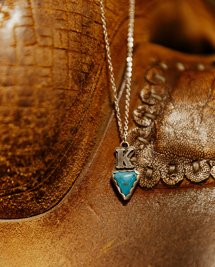 Intial Pendant – Sterling Silver & Turquoise Necklace