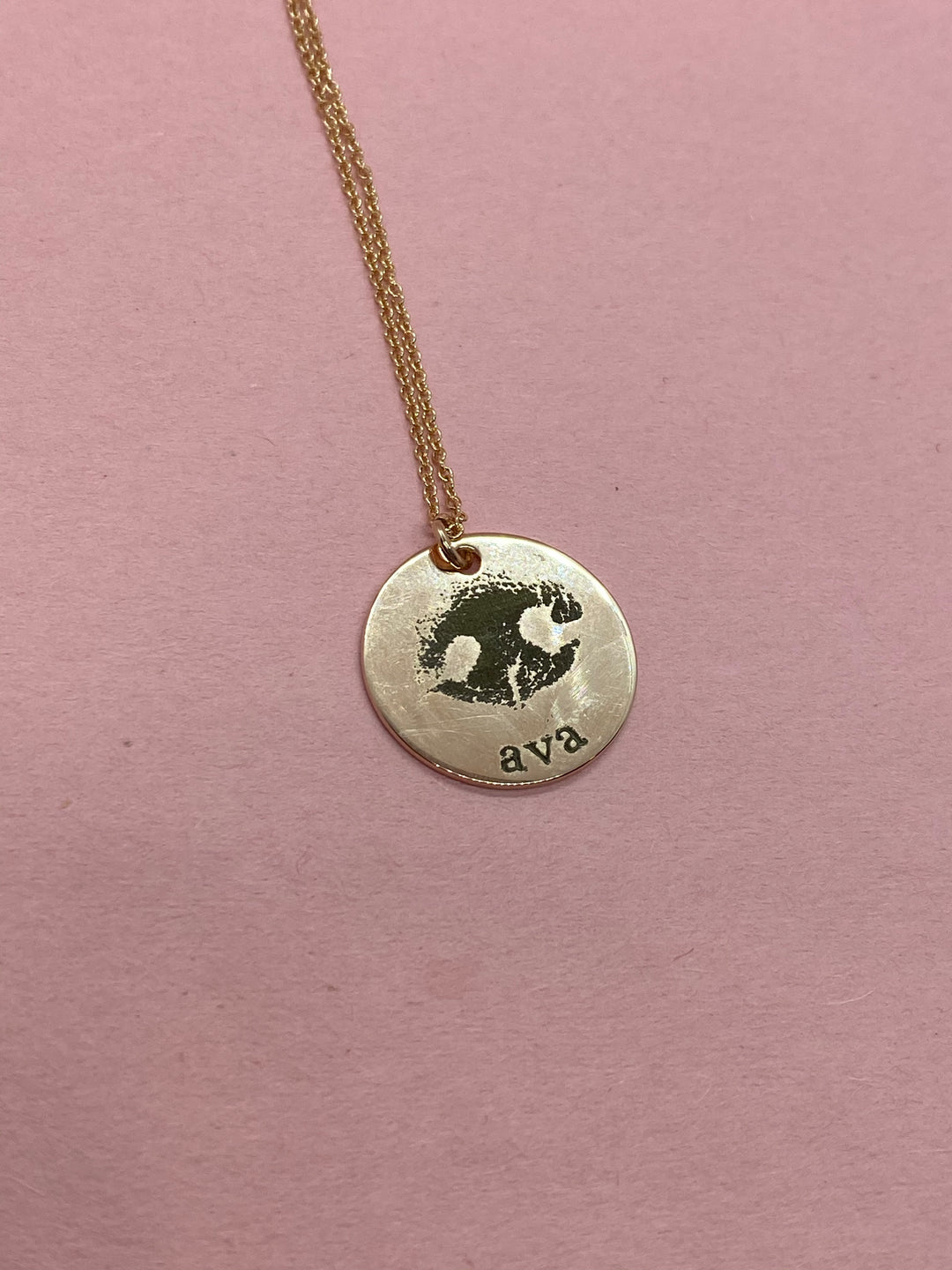 paw print, paw print necklace, engraved paw print, nose print