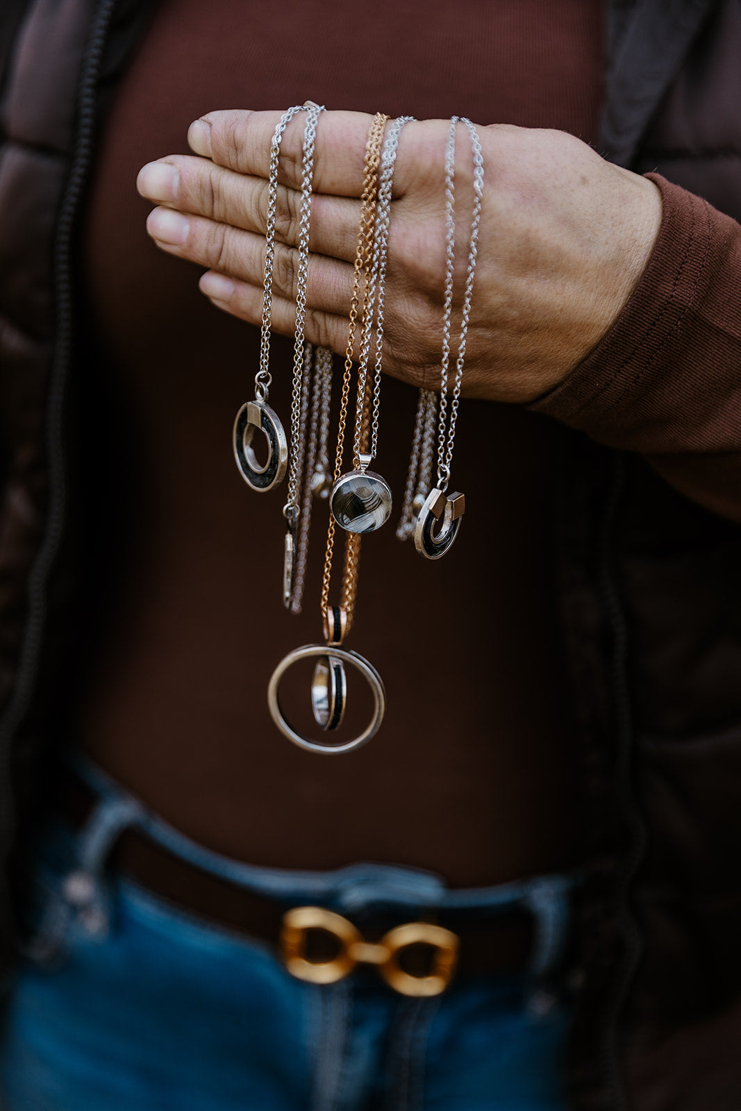 Custom horsehair necklaces set with horsehair, made from a horse's tail hair by Verstara jeweler