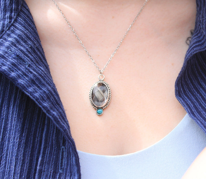 Silver &amp; Turquoise Oval Pendant