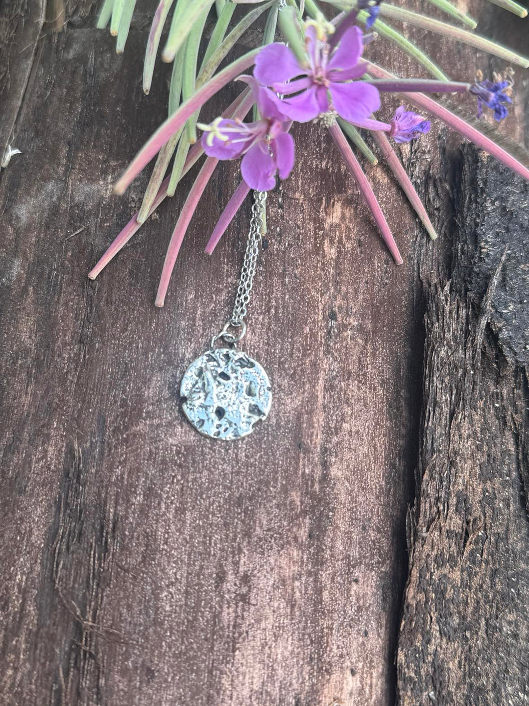 Cast in Ash cremation pendant, unique pattern created by casting metal over loved ones ashes