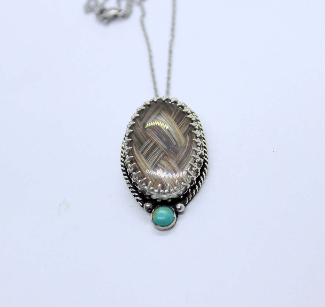 Silver &amp; Turquoise Oval Pendant