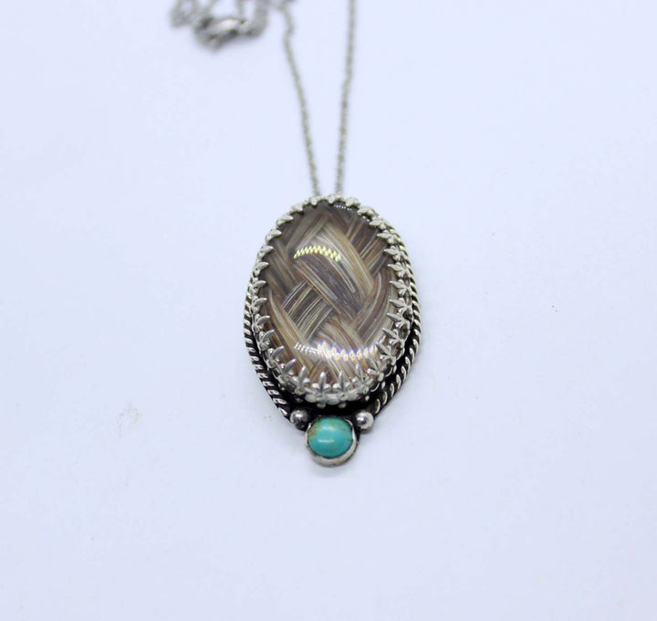 Silver &amp; Turquoise Oval Pendant