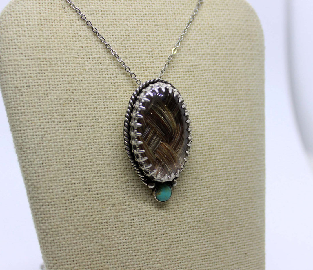 Silver &amp; Turquoise Oval Pendant