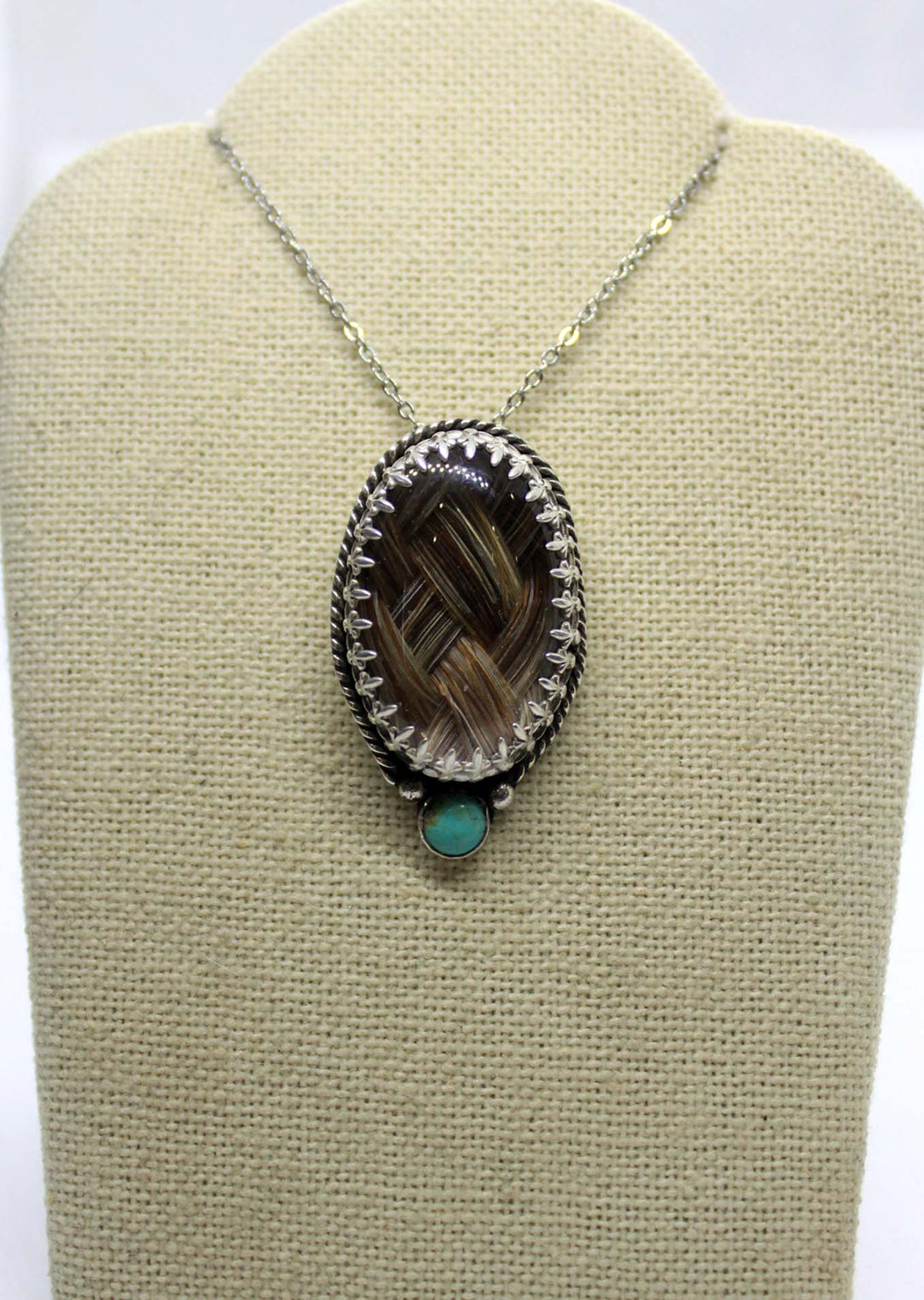 Silver &amp; Turquoise Oval Pendant