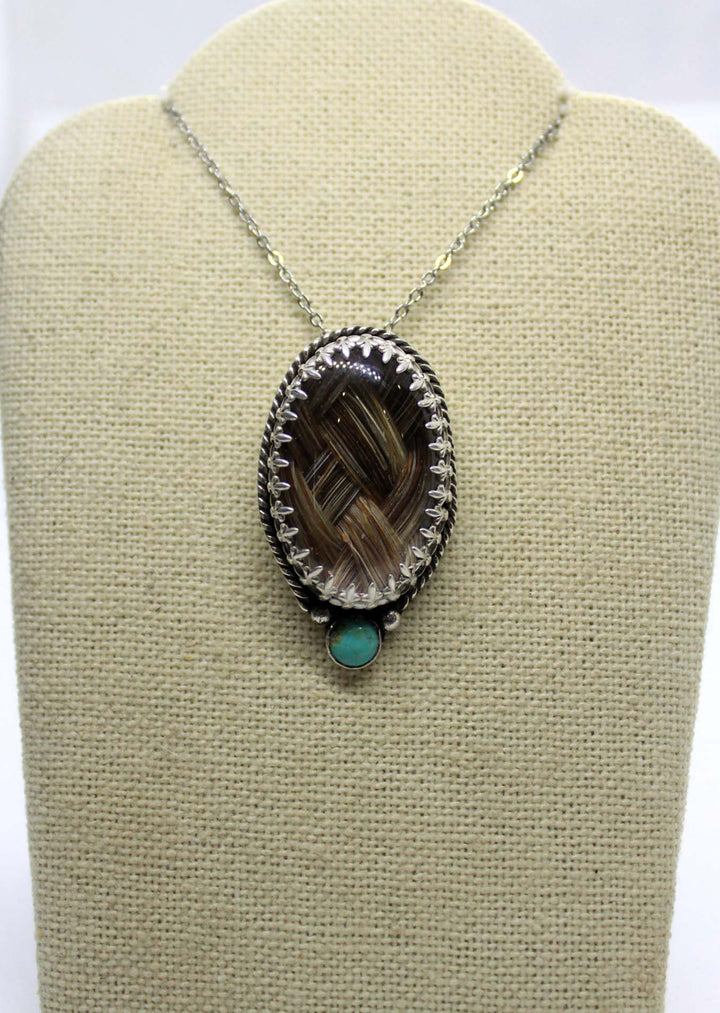 Silver &amp; Turquoise Oval Pendant