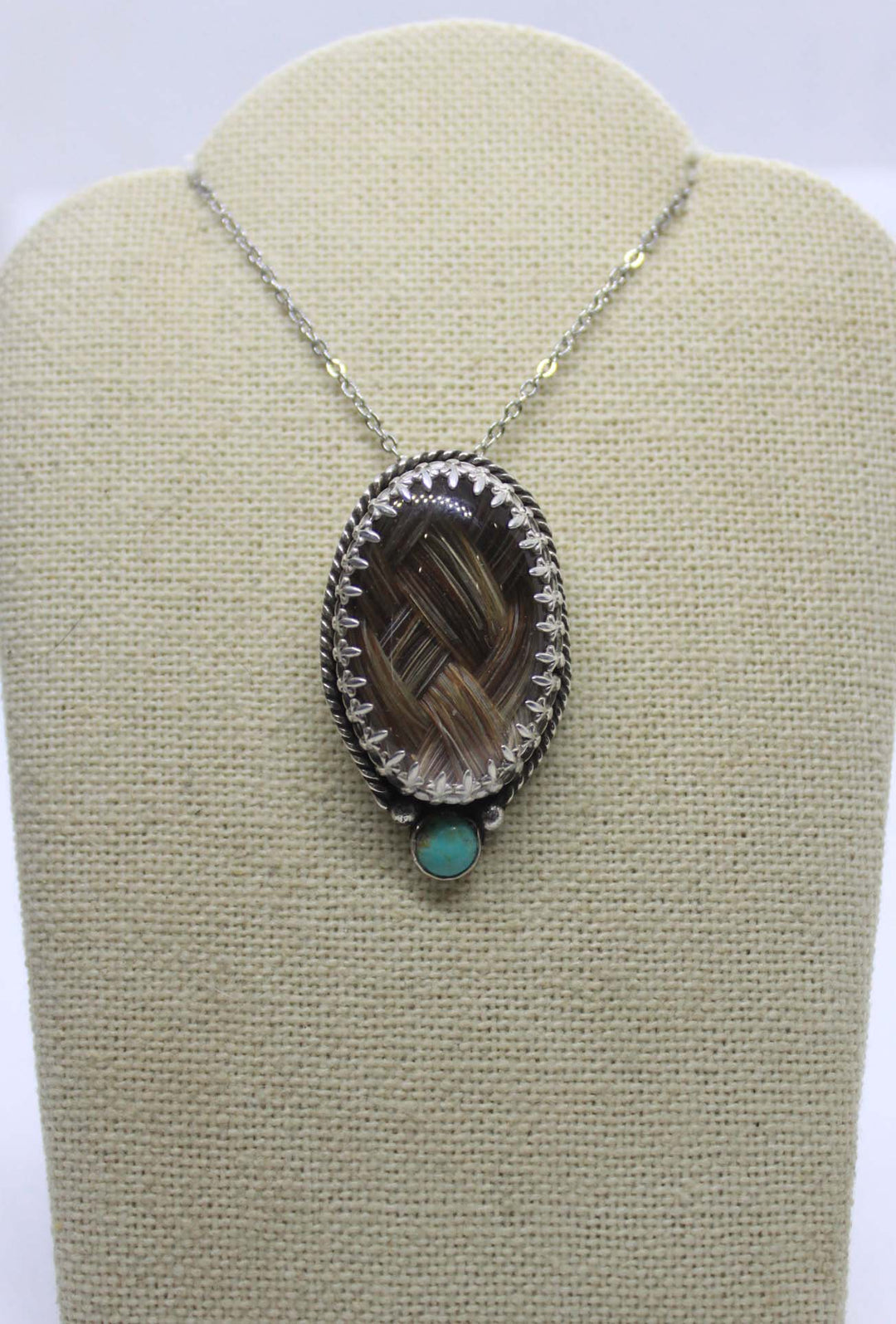 Silver &amp; Turquoise Oval Pendant