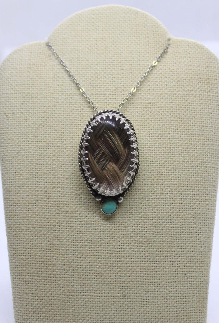 Silver &amp; Turquoise Oval Pendant