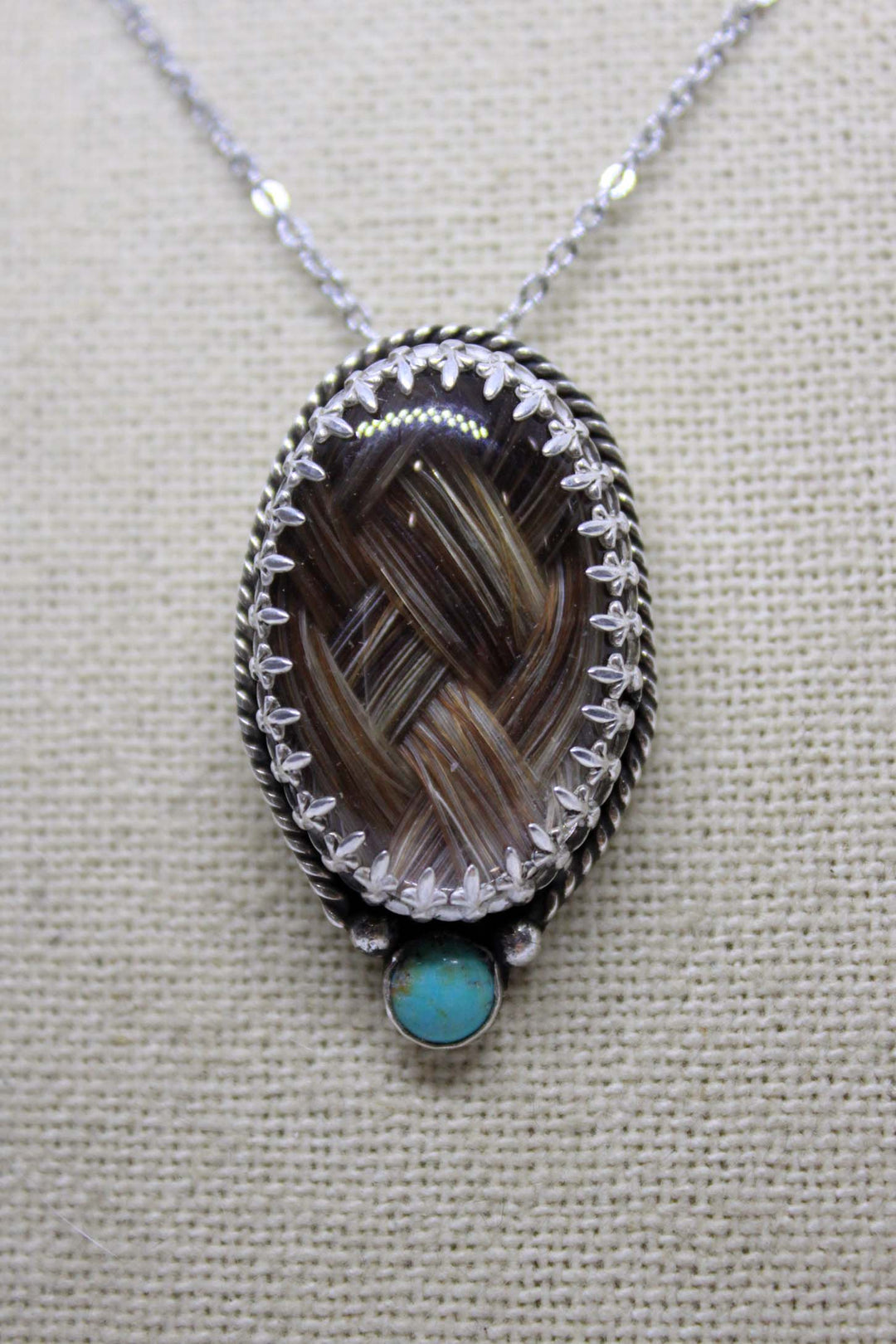 Silver &amp; Turquoise Oval Pendant