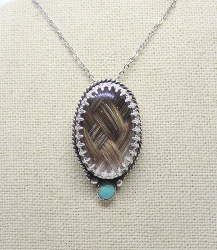 Silver &amp; Turquoise Oval Pendant
